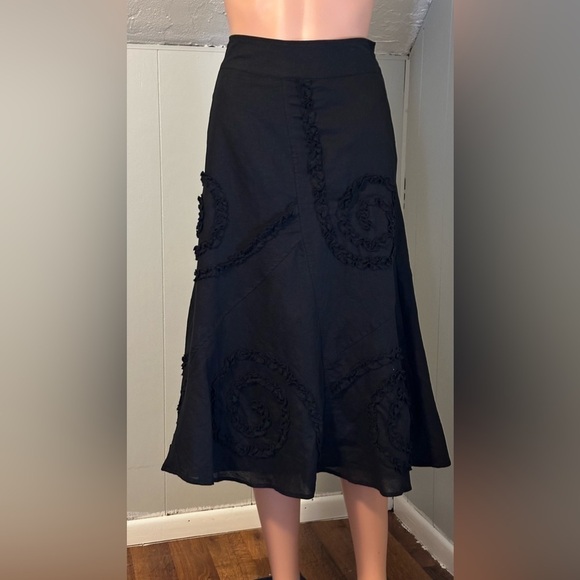 Marisa Christina Soutache Midi Skirt Size 4 | Godet Panel Boho Feminine Flare - Picture 4 of 14